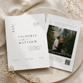 Minimale Editoriale QR-code Huwelijksuitnodiging m Kaart