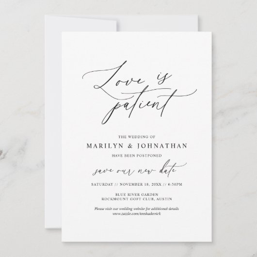 Minimale Eenvoud, Liefde is geduldig, bruiloft uit Kaart (Voorkant)