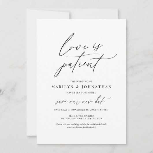 Minimale Eenvoud, Liefde is geduldig, bruiloft uit Kaart (Voorkant)