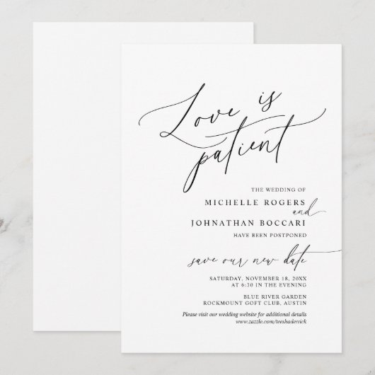 Minimale Eenvoud, liefde voor patiënt, bruiloft ui Kaart (Voorkant / Achterkant)