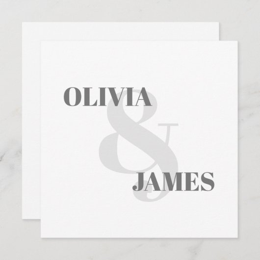 Minimale Eenvoudige Ampersand Typografie Grijs Bru Save The Date (Voorkant / Achterkant)
