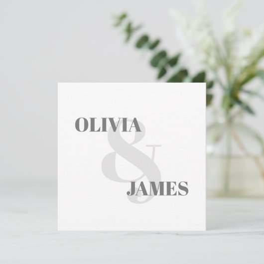 Minimale Eenvoudige Ampersand Typografie Grijs Bru Save The Date (Staand voorkant)