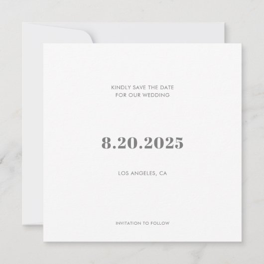 Minimale Eenvoudige Ampersand Typografie Grijs Bru Save The Date (Achterkant)