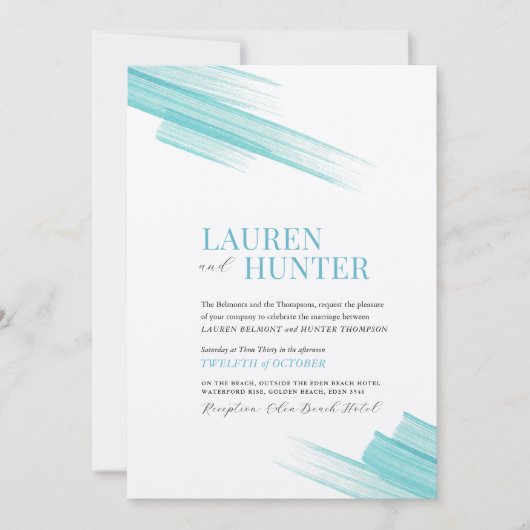 Minimale eenvoudige aqua-inktlijnen kaart (Voorkant)