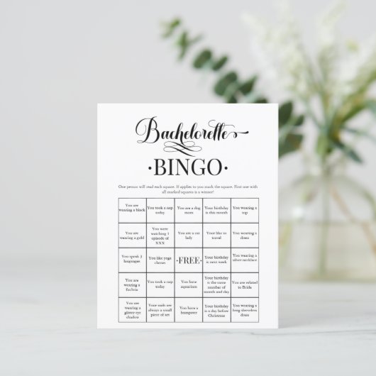 Minimale Eenvoudige Bachelorette Bingo Game (Staand voorkant)