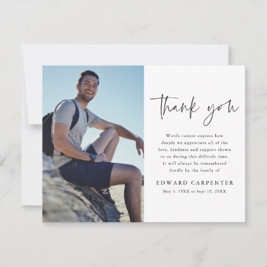 Minimale Eenvoudige begrafenisherdenkingsfoto Bedankkaart (Voorkant)