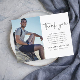 Minimale Eenvoudige begrafenisherdenkingsfoto Bedankkaart