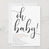 Minimale, eenvoudige bladreuzel zwart wit baby kaart (Voorkant)