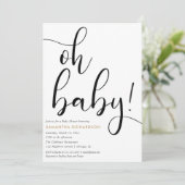 Minimale, eenvoudige bladreuzel zwart wit baby kaart (Staand voorkant)