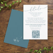 Minimale Eenvoudige Blauwbruiloft QR-code Informatiekaartje