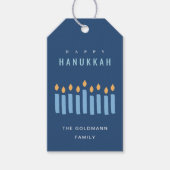 Minimale Eenvoudige Blauwe Gele Kaarsen Happy Chan Cadeaulabel (Voorkant)