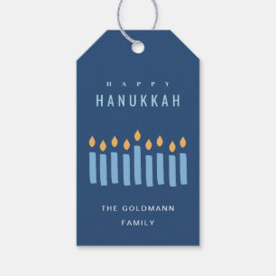 Minimale Eenvoudige Blauwe Gele Kaarsen Happy Chan Cadeaulabel