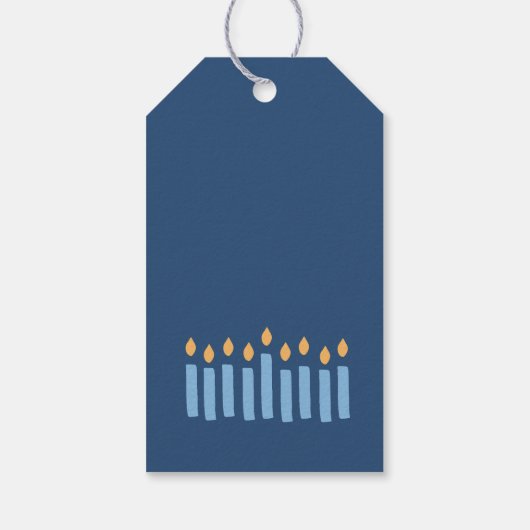 Minimale Eenvoudige Blauwe Gele Kaarsen Happy Chan Cadeaulabel (Achterkant)