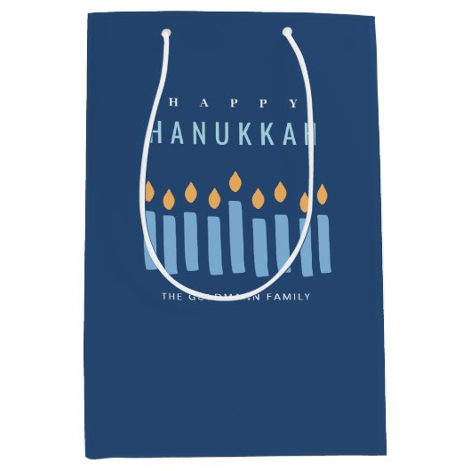 Minimale Eenvoudige Blauwe Gele Kaarsen Happy Chan Medium Cadeauzakje (Voorkant)