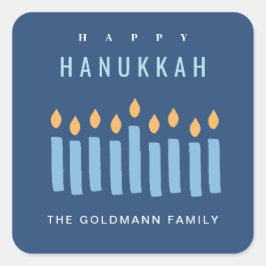 Minimale Eenvoudige Blauwe Gele Kaarsen Happy Chan Vierkante Sticker
