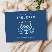 Minimale Eenvoudige Blauwe Menorah Kaarsen Happy C Feestdagenkaart