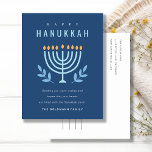 Minimale Eenvoudige Blauwe Menorah Kaarsen Happy C Feestdagenkaart<br><div class="desc">Als u nog meer aanpassingen nodig hebt,  kunt u mij op yellowfebstudio@gmail.com vrij klikken.</div>