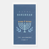 Minimale Eenvoudige Blauwe Menorah Kaarsen Happy C Servet (Voorkant)