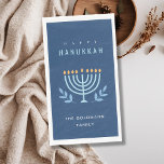 Minimale Eenvoudige Blauwe Menorah Kaarsen Happy C Servet<br><div class="desc">Als u nog meer aanpassingen nodig hebt,  kunt u mij op yellowfebstudio@gmail.com vrij klikken.</div>