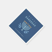 Minimale Eenvoudige Blauwe Menorah Kaarsen Happy C Servet (Hoek)