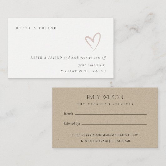 Minimale Eenvoudige blinde hartslag Verwijs een Ko Visitekaartje (Voorkant / Achterkant)