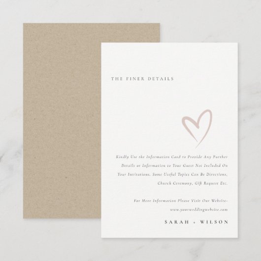 Minimale eenvoudige blinde ritsdetails voor script informatiekaartje (Voorkant / Achterkant)