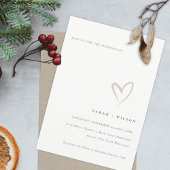 Minimale eenvoudige blindroze hartbruiloft uitnodi bedankkaart