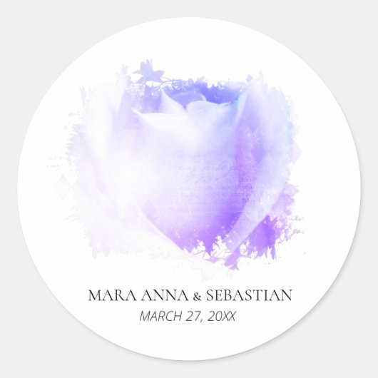 Minimale Eenvoudige Bloemenbruiloft Koppels Classi Ronde Sticker (Voorkant)