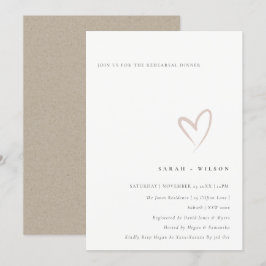 Minimale Eenvoudige Blush Heart Rehearsal Dinner U Bedankkaart