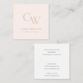 Minimale eenvoudige Blush Pink Monogram Initiaal Vierkante Visitekaartje (Voorkant / Achterkant)