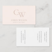 Minimale eenvoudige Blush Pink Monogram Initiaal Visitekaartje (Voorkant / Achterkant)