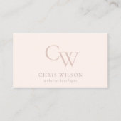 Minimale eenvoudige Blush Pink Monogram Initiaal Visitekaartje (Voorkant)