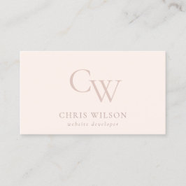 Minimale eenvoudige Blush Pink Monogram Initiaal Visitekaartje