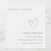 Minimale Eenvoudige Blush Roze Hart Bruidsdouche Wijn Etiket (Enkel label)