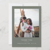 Minimale eenvoudige bruiloft dank u 2 afbeeldingen bedankkaart (Voorkant)