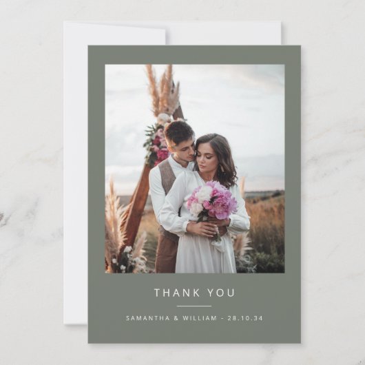 Minimale eenvoudige bruiloft dank u 2 afbeeldingen bedankkaart (Voorkant)