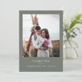 Minimale eenvoudige bruiloft dank u 2 afbeeldingen bedankkaart (Staand voorkant)