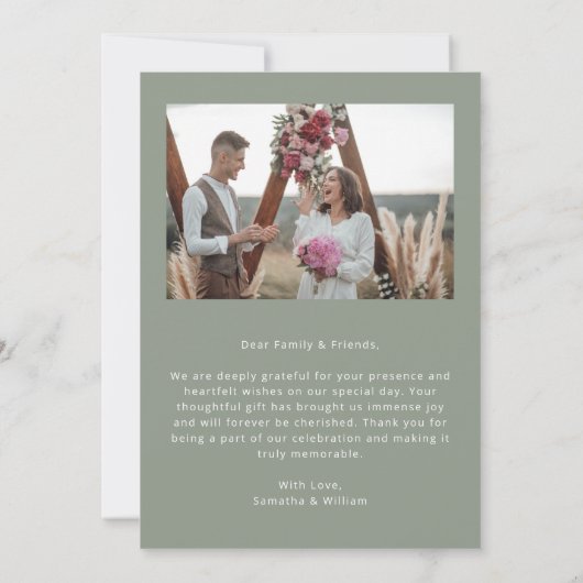 Minimale eenvoudige bruiloft dank u 2 afbeeldingen bedankkaart (Achterkant)
