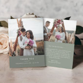 Minimale eenvoudige bruiloft dank u 2 afbeeldingen bedankkaart