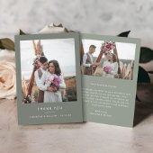 Minimale eenvoudige bruiloft dank u 2 afbeeldingen bedankkaart