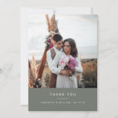 Minimale eenvoudige bruiloft dank u 2 afbeeldingen bedankkaart (Voorkant)