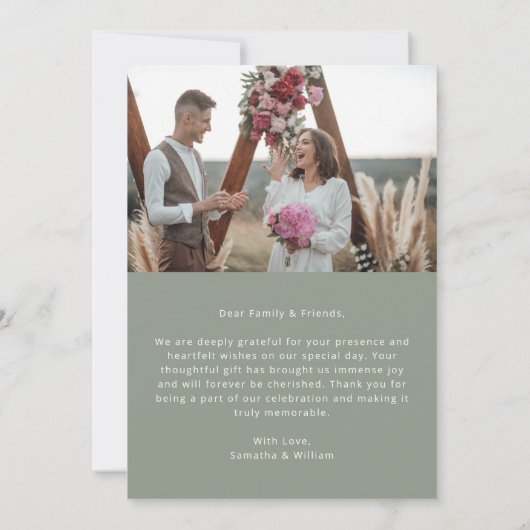 Minimale eenvoudige bruiloft dank u 2 afbeeldingen bedankkaart (Achterkant)