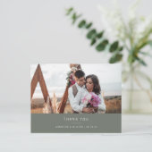 Minimale eenvoudige bruiloft dank u foto briefkaart (Staand voorkant)