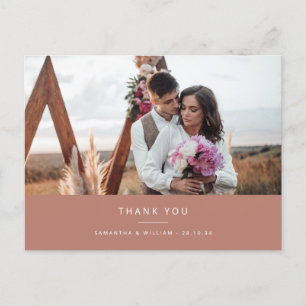 Minimale eenvoudige bruiloft dank u foto briefkaart