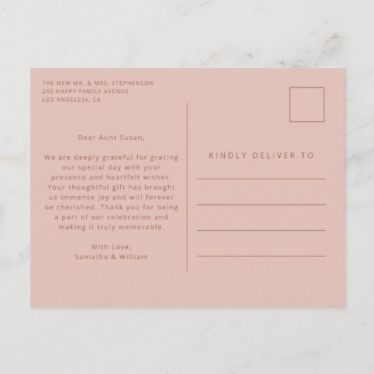 Minimale eenvoudige bruiloft dank u foto briefkaart (Achterkant)