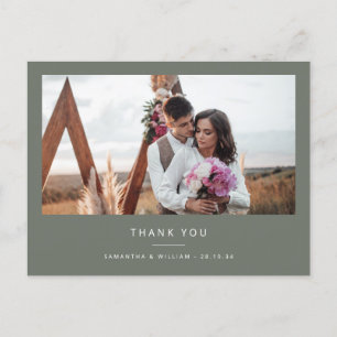 Minimale eenvoudige bruiloft dank u foto briefkaart