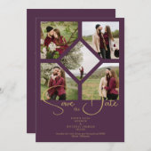 Minimale eenvoudige bruiloft Fancy 5 foto's collag Save The Date (Voorkant / Achterkant)