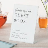 Minimale Eenvoudige bruiloft Guest Book Pedestal S Reclamebord Met Voetstuk (Insitu)