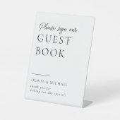 Minimale Eenvoudige bruiloft Guest Book Pedestal S Reclamebord Met Voetstuk (Voorkant)