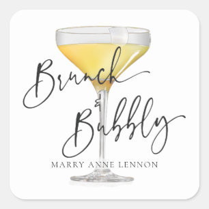 Minimale Eenvoudige Brunch en Bruisende Favorietla Vierkante Sticker